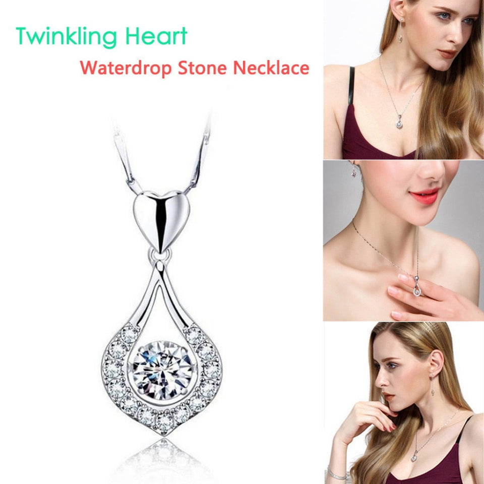 Silver Pendants Sparkling Heart-Shaped For Women - Vie Best Shop