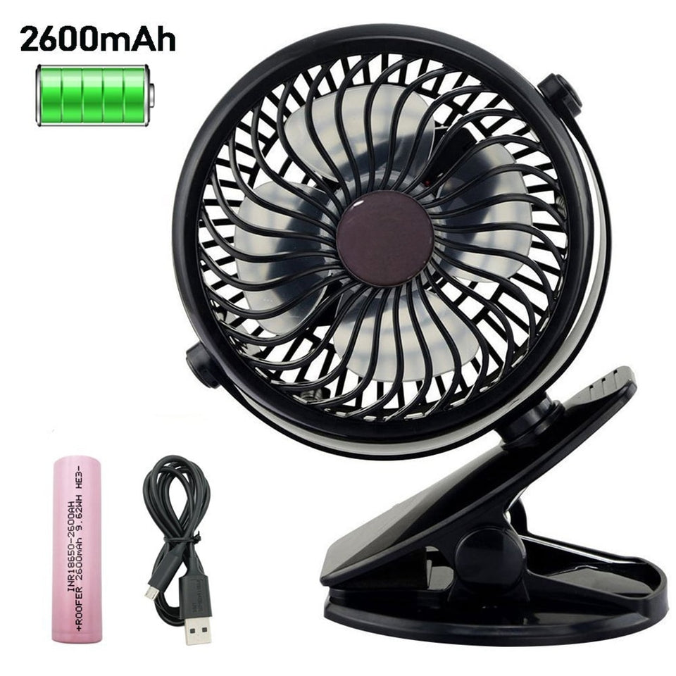 USB Fan Mini Clamp Desktop Fan 2600mAh Battery - Vie Best Shop